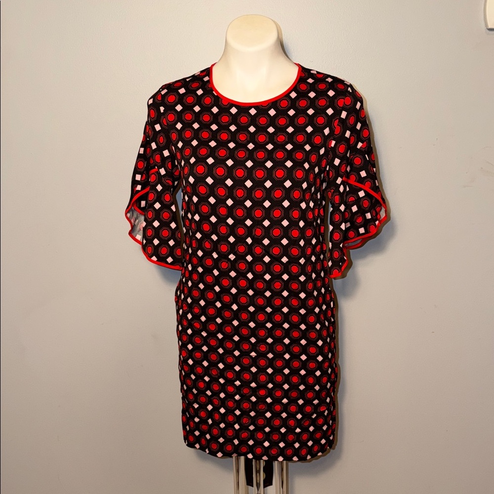 Diane Von Furstenberg ladies NWT Cinnamon Nomad Tile Tulip Sleeve Shift Dress.